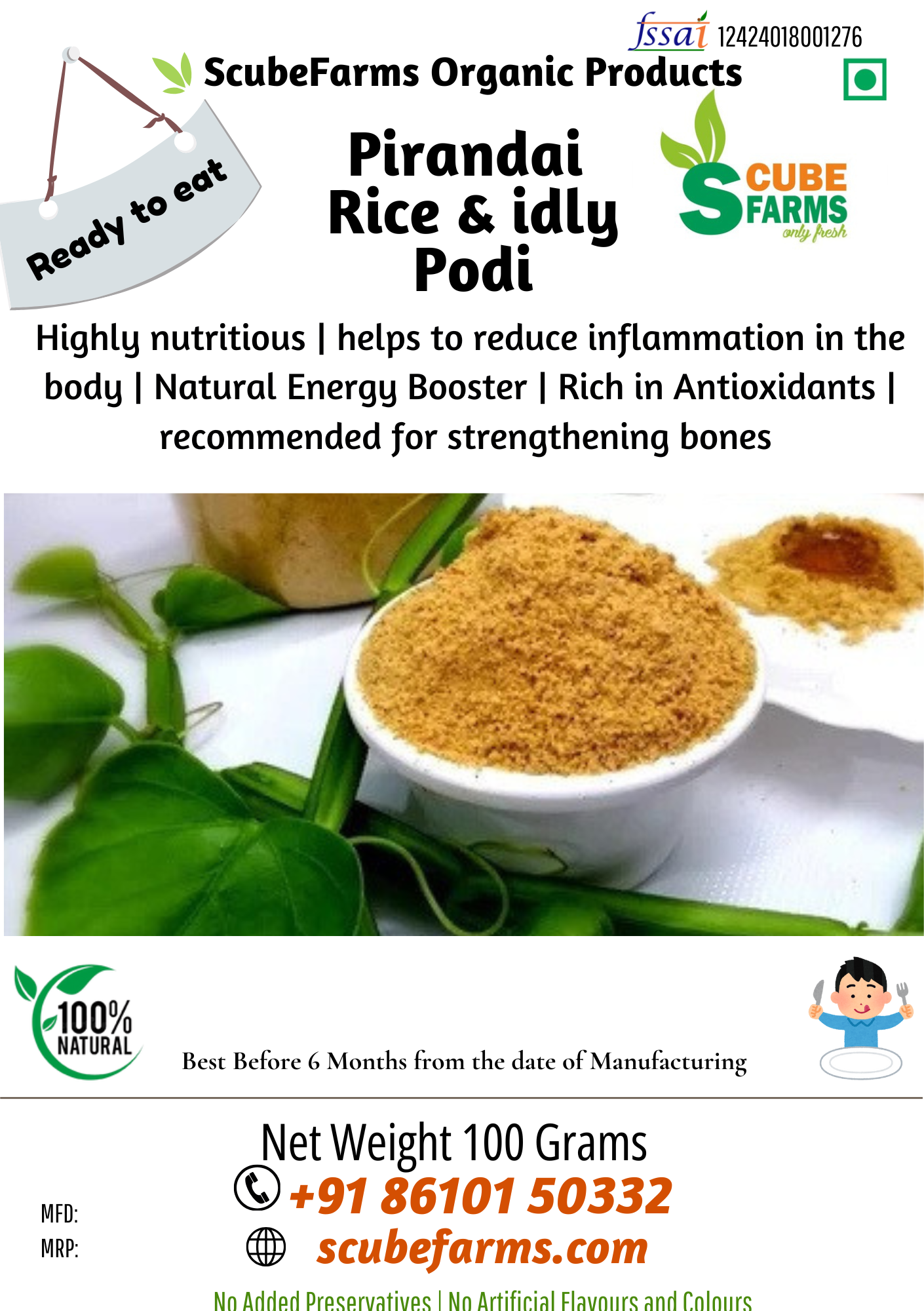 Scube Farms | Pirandai Idly & Rice Podi